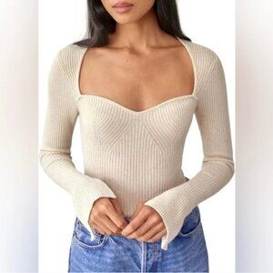 REFORMATION CASHMERE SQUARE NECKLINE SWEATER